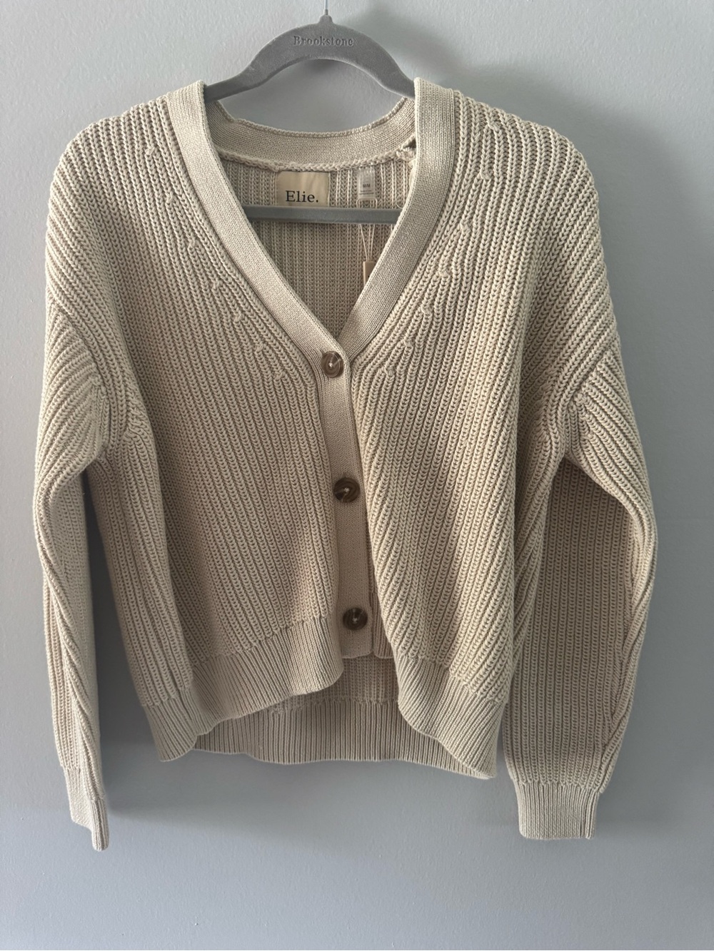Elie Tahari Cream Knit Button-Front Cardigan